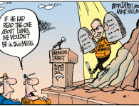 Mike Kaplan Wins Contest: Film at 11 <img src="http://www.drewlitton.com/wp-content/uploads/2009/05/holy-moses.gif" alt="holy-moses" title="holy-moses" width="250" class="alignleft size-full wp-image-596" />
<strong>Holy Mackerel Mike! Great Caption!</strong>
<strong>Mike Kaplan</strong> is this weeks winner of our Cartoon Caption Contest. Way to go, Mike. We were inundated with caption entries. You guys set a new record here on the site for most entries ever at 140. THAT is way cool. Clearly many of you were disturbed by last weeks Broncos draft so hopefully this gave you the proper place to vent. There were so many good captions it was really hard to judge. I could have had a ton of runner-ups. But, since we set the ground rules last week, I'll pick two:
<strong>Annje</strong> with "Great! Another season wandering in the desert".
<strong>Trevor</strong> with "OK. This is out of hand. Now he thinks he IS Belichick."
<strong>Mike, Trevor and Annje</strong>, please send me your contact information at sportoonz@gmail.com. I want to get your t-shirts, cartoons and sketches in the mail asap.