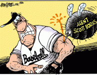 <img src="http://www.drewlitton.com/wp-content/uploads/2009/06/boras.gif" alt="boras" title="boras" width="250"  class="alignleft size-full wp-image-815" />
<strong>Today you'll hear</strong> all about Stephen Strasburg, the phenom pitcher sure to go to the Washington Nationals with the first pick in the MLB draft. You'll hear details about his agent, the notorious Scott Boras and how he plans to wrangle away a $50 million contract for a kid who hasn't thrown a pitch in the majors (or minors for that matter). This is just my depiction of one small pest (Boras) who wrecks havoc in a big way.

<strong>Thanks for the feedback on At the Crossroads: Part 1</strong> Your words of encouragement and your great ideas and input have been most welcome. Mostly I'm glad that some of you shared your own experience with life at the crossroads. I'll be back here tomorrow with some more thoughts and cartoons.