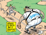 <img src="http://www.drewlitton.com/wp-content/uploads/2009/06/dodgers1-250x152.gif" alt="dodgers1" title="dodgers1" width="250" height="152" class="alignleft size-thumbnail wp-image-917" />
<strong>The Rockies have a Hurdle to climb</strong>
Somehow, someway the Rockies will have to find a way either through, over or around the dodgers if they hope to continue their June Boom and make a real run at a playoff spot.

<strong>Question of the day?</strong>
Are the Rockies better in the long run without Matt Holliday?