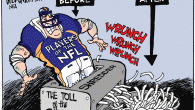 The NFL: Toll of the Game <img src="http://www.drewlitton.com/wp-content/uploads/2009/11/tollofthegame.gif" alt="tollofthegame" title="tollofthegame" width="600" height="411" class="alignnone size-full wp-image-1707" />
<strong>The Game of Pain</strong>
Kyle Orton. Brian Dawkins . Ben Roethlisberger.
The list could go on and on really. The sacrifice we saw from Kyle Orton on Sunday was nothing short of amazing. And yet, I wonder, was it worth the price. Will it be all the great when 10 years from now Orton aches form the game he loves. It concerns me when I hear about both Brian Dawkins and Ben Roethlisberger will play this weekend after both suffered concussions last Sunday. Will it impact their lives 20 years from now. Oh ,sure, we can say they all make a ton of money. But is money really worth the agony the punishment brings later?