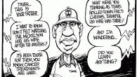 Another take on Tiger <img src="http://www.drewlitton.com/wp-content/uploads/2010/04/tigertalk.gif" alt="" title="tigertalk" width="600" height="412" class="alignnone size-full wp-image-2659" />
This take on Tiger was done for United Features Syndicate. One of the reasons I'm doing so many Tiger related cartoons is the multiple clients I have that need or want one. This was a parody of the (creepy) Nike ad on TV and the Saturday Night live skit. I just thought the scene on the green at the Masters with the Mickelson's was so amazing. Much like the Drew Brees Super Bowl pictures of he and his son, the images from the Masters will long be an indelible memory of the event years from now.
That said, I still haven't gotten a Tiger caricature that I'm pleased with.