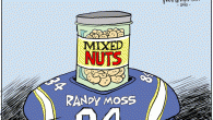 Randy Moss: The Nut Case <img src="http://www.drewlitton.com/wp-content/uploads/2010/11/mosscolor.gif" alt="" title="mosscolor" width="600" height="400" class="alignnone size-full wp-image-3422" />
I've never been a big fan of mouthy guys on a team. I prefer the guys like Rod Smith who just work hard and get the job done. Randy Moss is great cartoon material, a guy who God gifted to run fast and catch a football. But he displays neither class or humility. He's the perfect example of all that is wrong in sports today. Selfish, self-absorbed and lazy. Not the best character traits for a football player. Or anyone else for that matter.