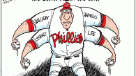 The Beast from the East <img src="http://www.drewlitton.com/wp-content/uploads/2010/12/phillies.gif" alt="" title="phillies" width="600" height="400" class="alignnone size-full wp-image-3545" />
The Beast from the East. That's what I'm calling them. These four incredible arms all on one team. Roy Oswalt, Roy Halladay, Cole Hamels and Cliff Lee. It's enough to send a batter back to the dugout without even taking a swing. This is an amazing story. It could go down as the greatest rotation in baseball history. Let me know what you think. As for me, I'm just glad Cliff Lee didn't go to the Yankees.