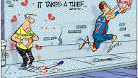 Losing Chauncey Billups <img class="alignnone size-full wp-image-3873" title="ittakesathief" src="http://www.drewlitton.com/wp-content/uploads/2011/02/ittakesathief.gif" alt="" width="600" height="400" />
This one pretty much sums up what it feels like to lose Chauncey Billups for me. Sure Melo had to go, but did he have to take the heart and soul of Colorado basketball with him? I drew this for all of the Nuggets fans in Denver who feel betrayed by Melo, and the Nuggets front office. The image is a bit stark, but it fits the mood of the city right now. I'd love to know how you feel now that the trade is a few days old.
