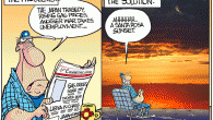 <img src="http://www.drewlitton.com/wp-content/uploads/2011/03/smallsantarosasunsetcolor.gif" alt="" title="smallsantarosasunsetcolor" width="600" height="400" class="alignnone size-full wp-image-4024" />

Inspired by my friend Gene, and drawn for this weeks Guadalupe County Communicator in Santa Rosa, New Mexico I offer it up for today a of perspective and a break from this crazy world of ours. I only wish I could take all of you on a little road trip to experience the sunsets found only in the American Southwest. They are enough to take your breath away. Something about the dust in the air, the wide open spaces and blazing sun sinking into the horizon is just something to behold. So today, take a break. Hug someone. Send a kind note or an e-mail to an old friend or family member. And catch a sunset. You'll be better for it and your soul perhaps a bit more at peace.