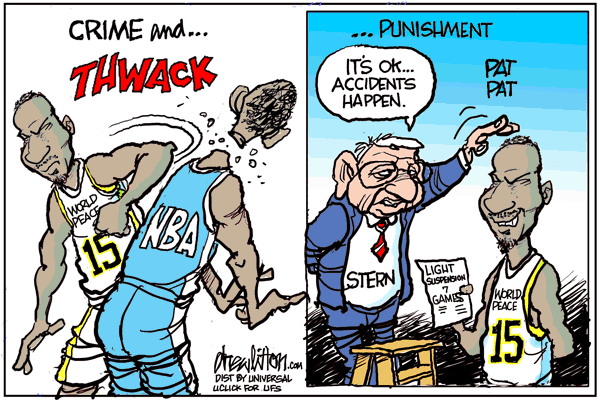Crime and Punishment I’m not sure why the NBA decided to give Metta World Peace (Ron Artest) a break on his suspension (only 7 games). It’s beyond belief really. And yet, no matter...